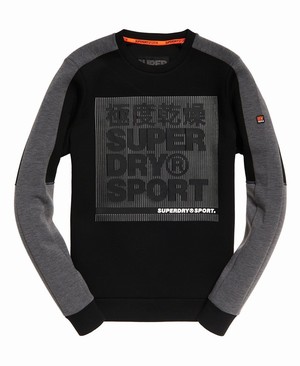 Superdry Gym Tech Colour Block Crew Férfi Pulóver Fekete | GWTBX4635